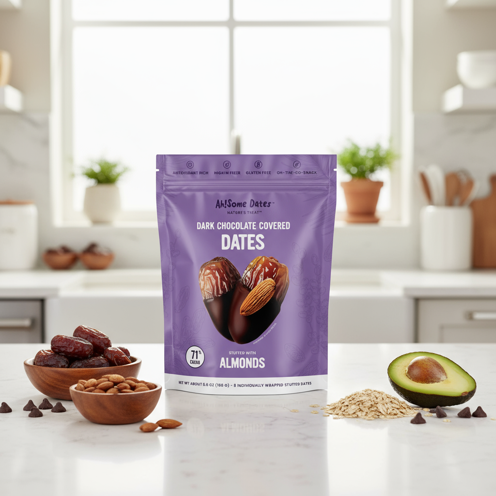 Dark Chocolate Covered Dates with Almond