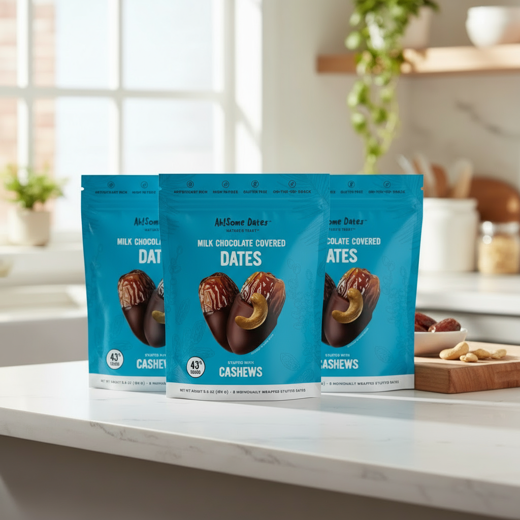 Milk Chocolate Covered Dates filled with Cashews 2 -pack