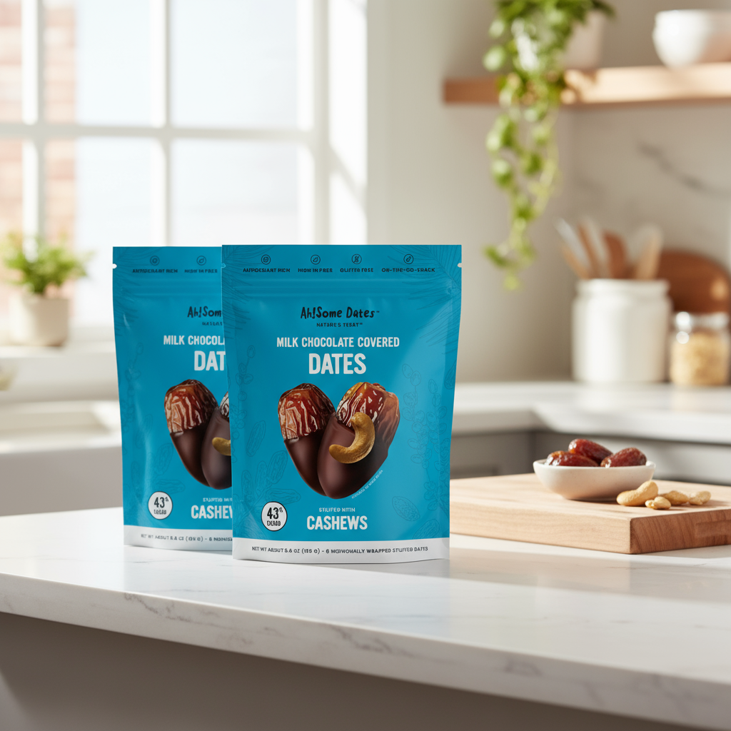 Milk Chocolate Covered Dates filled with Cashews 2 -pack