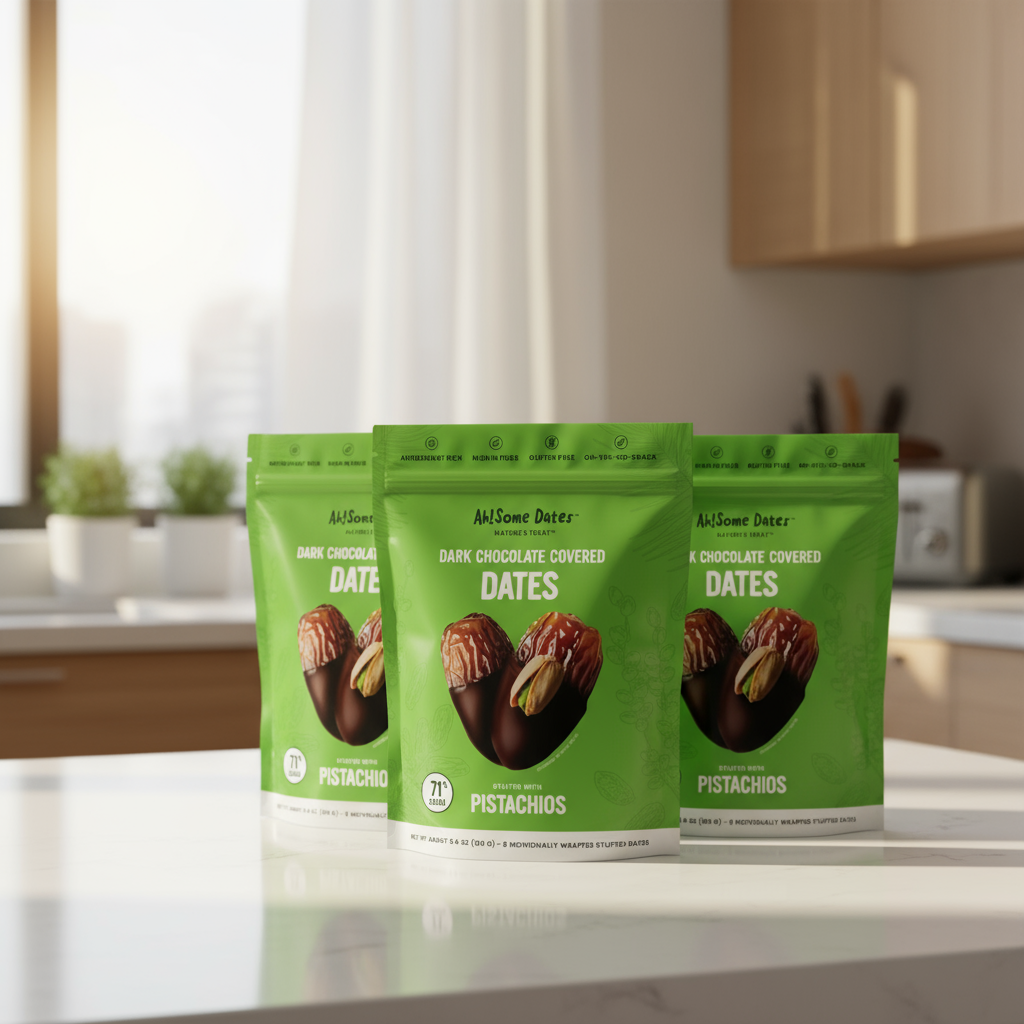 Dark Chocolate Covered Dates filled with pistachios 2- Pack