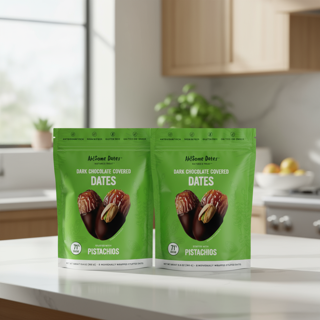 Dark Chocolate Covered Dates filled with pistachios 2- Pack